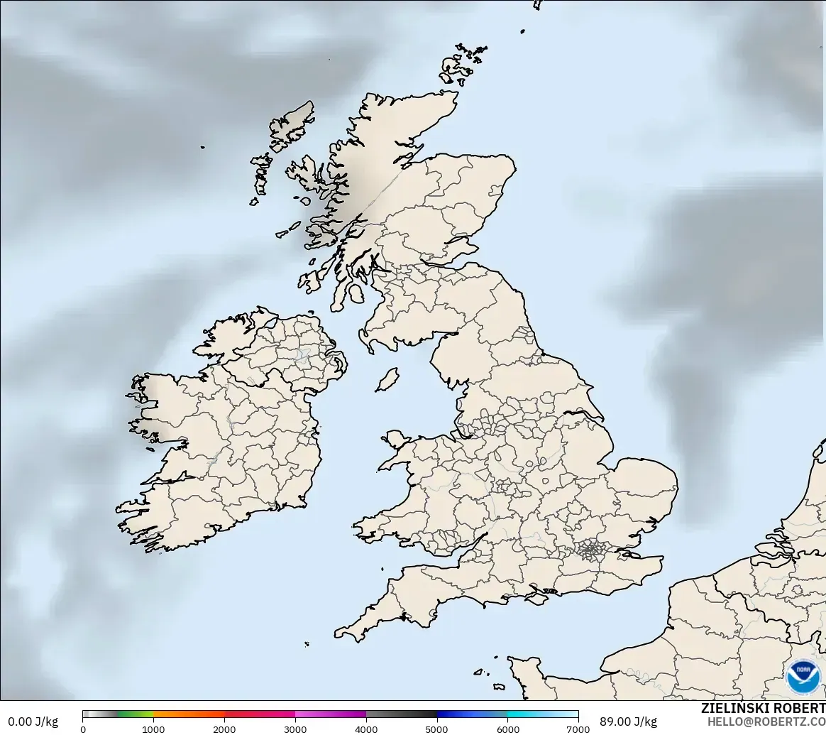 GFS modelo - Reino Unido, CAPE