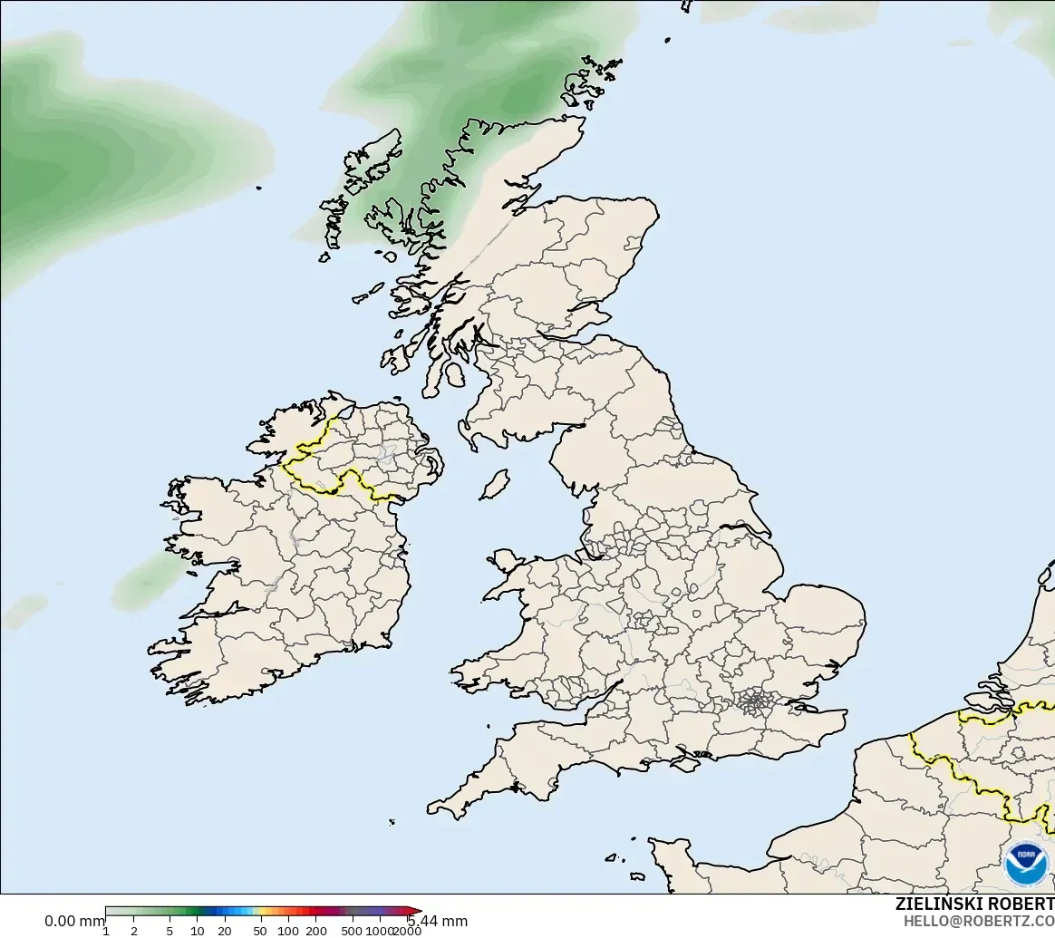 GFS modelo - Reino Unido, Acumulación de precipitación