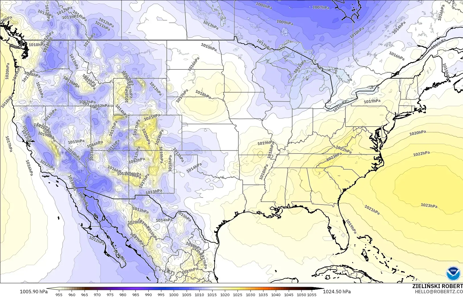 GFS modelo - Estados Unidos, Presión