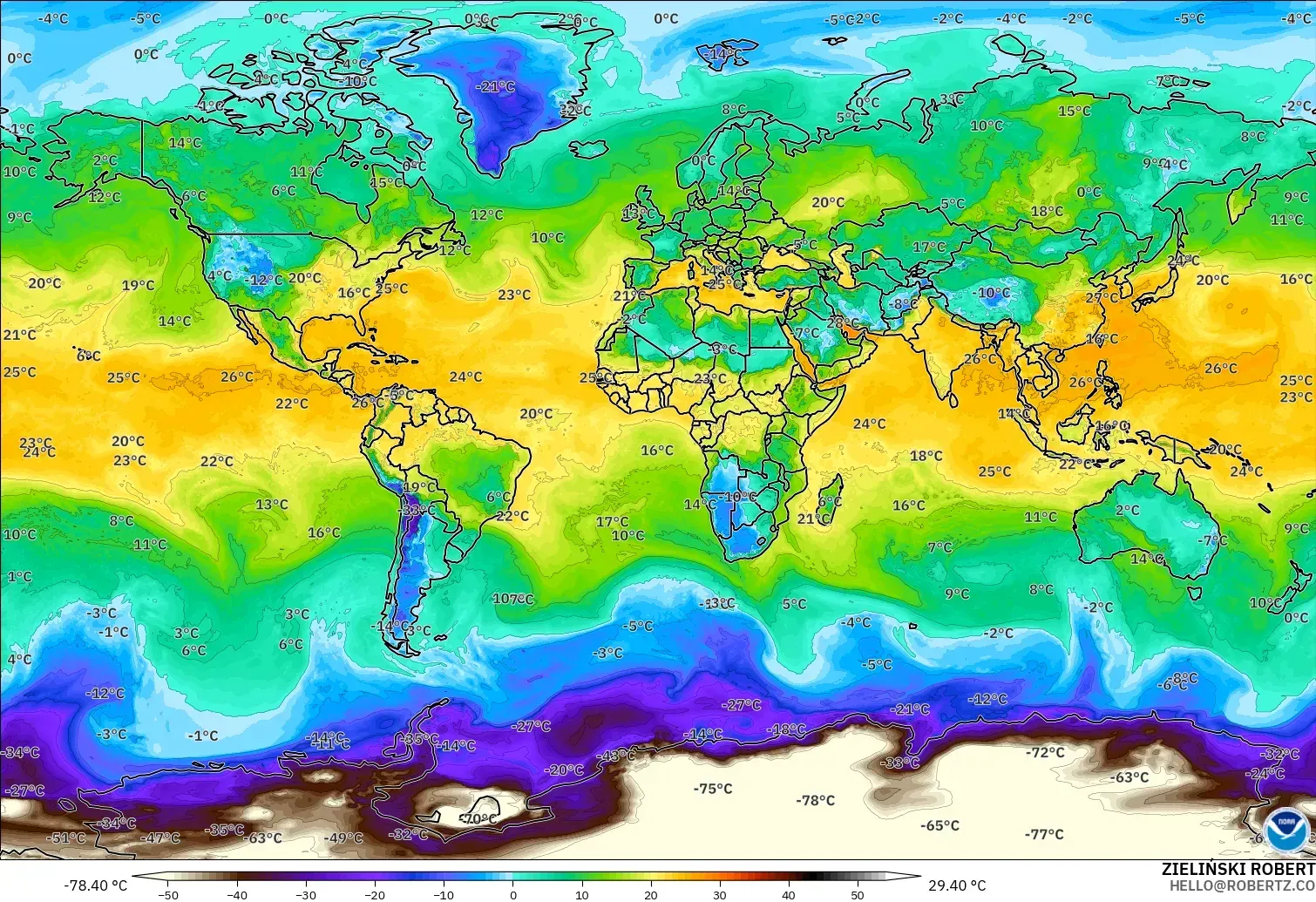 GFS modelo - Mundo, Punto de rocío a 2 m