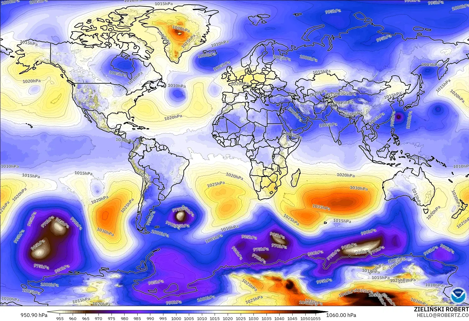 GFS modelo - Mundo, Presión