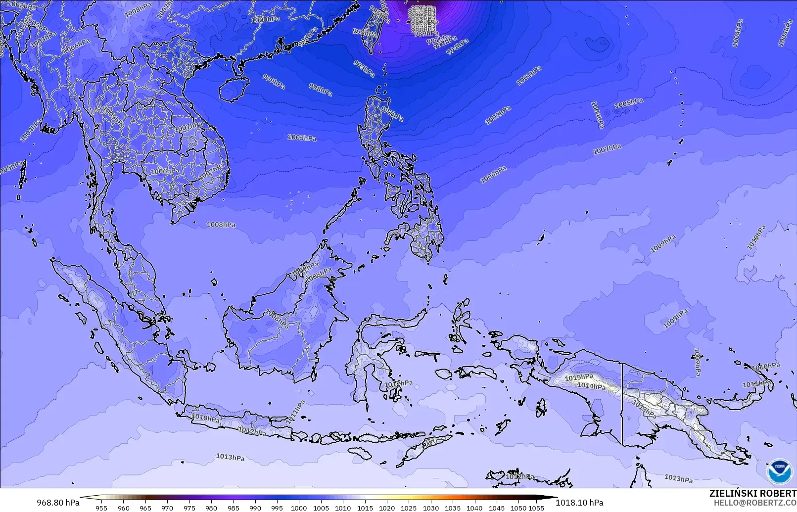 GFS modelo - Sudeste Asiático, Presión