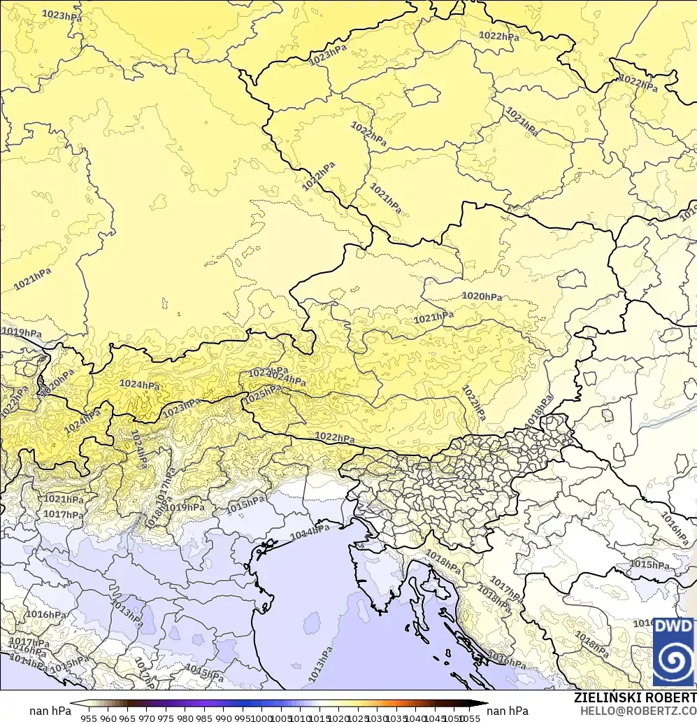 ICON Alemania 2 km modelo - Austria, Presión