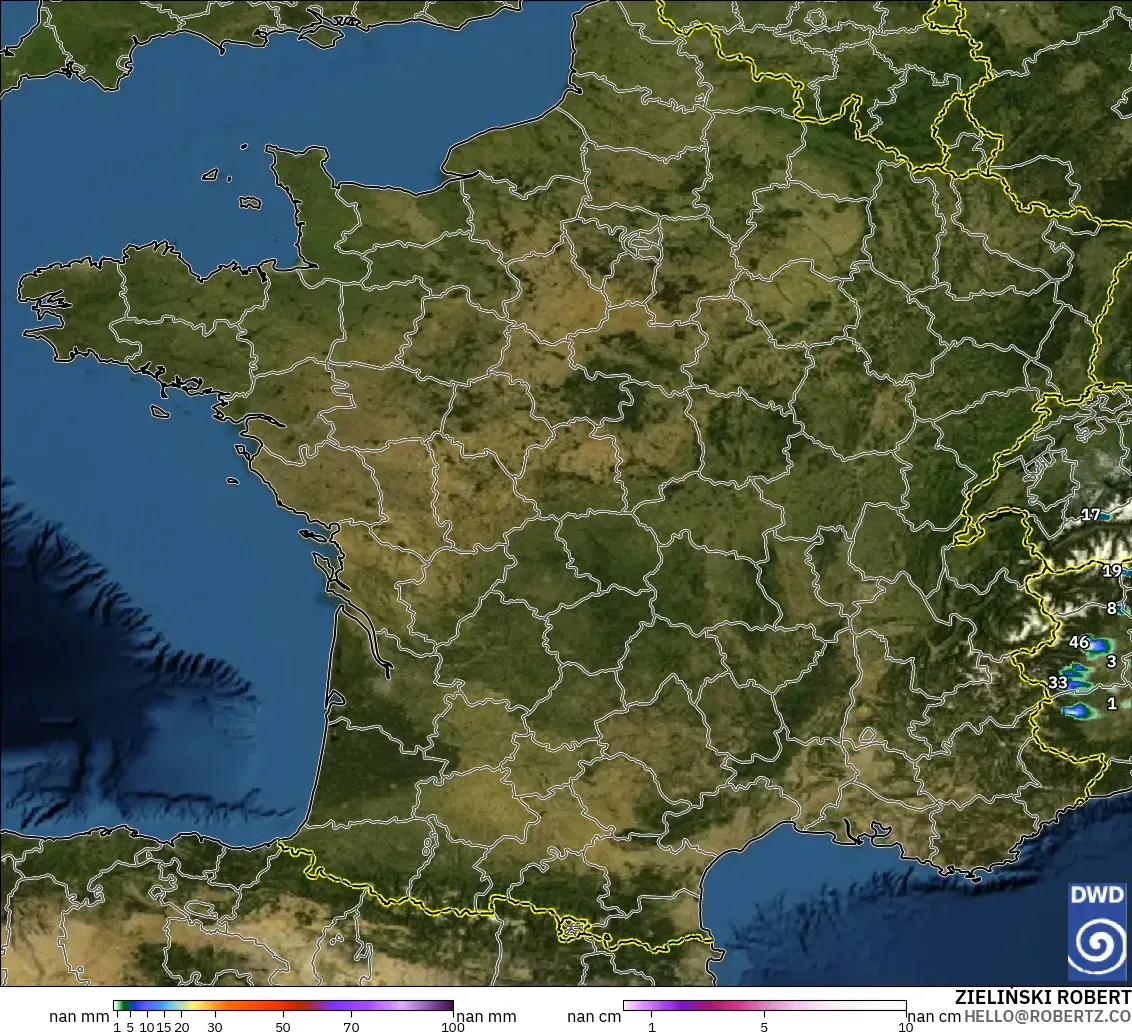 ICON Alemania 2 km modelo - Francia, Precipitación, nubes y presión