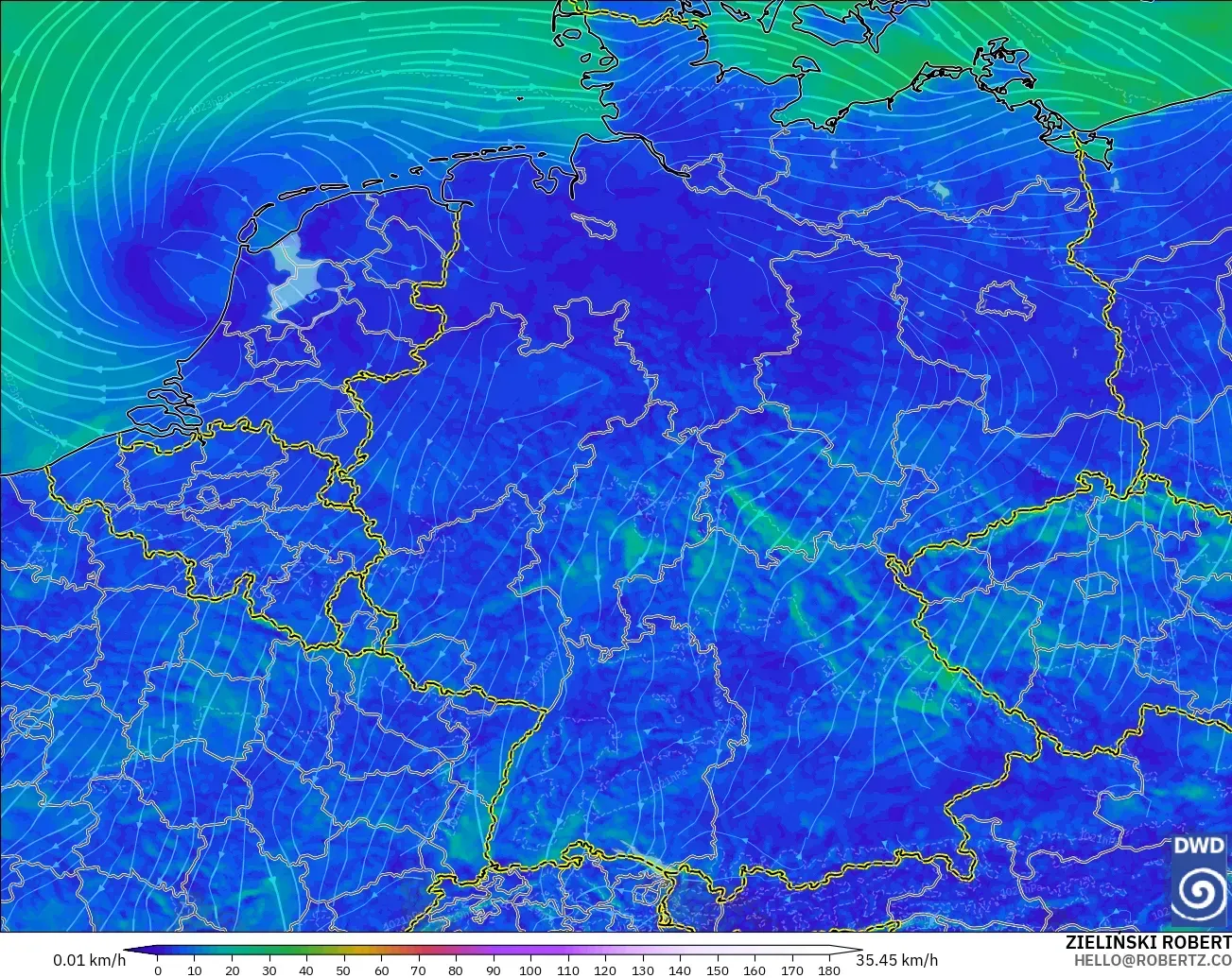 ICON Alemania 2 km modelo - Alemania, Viento a 10 m