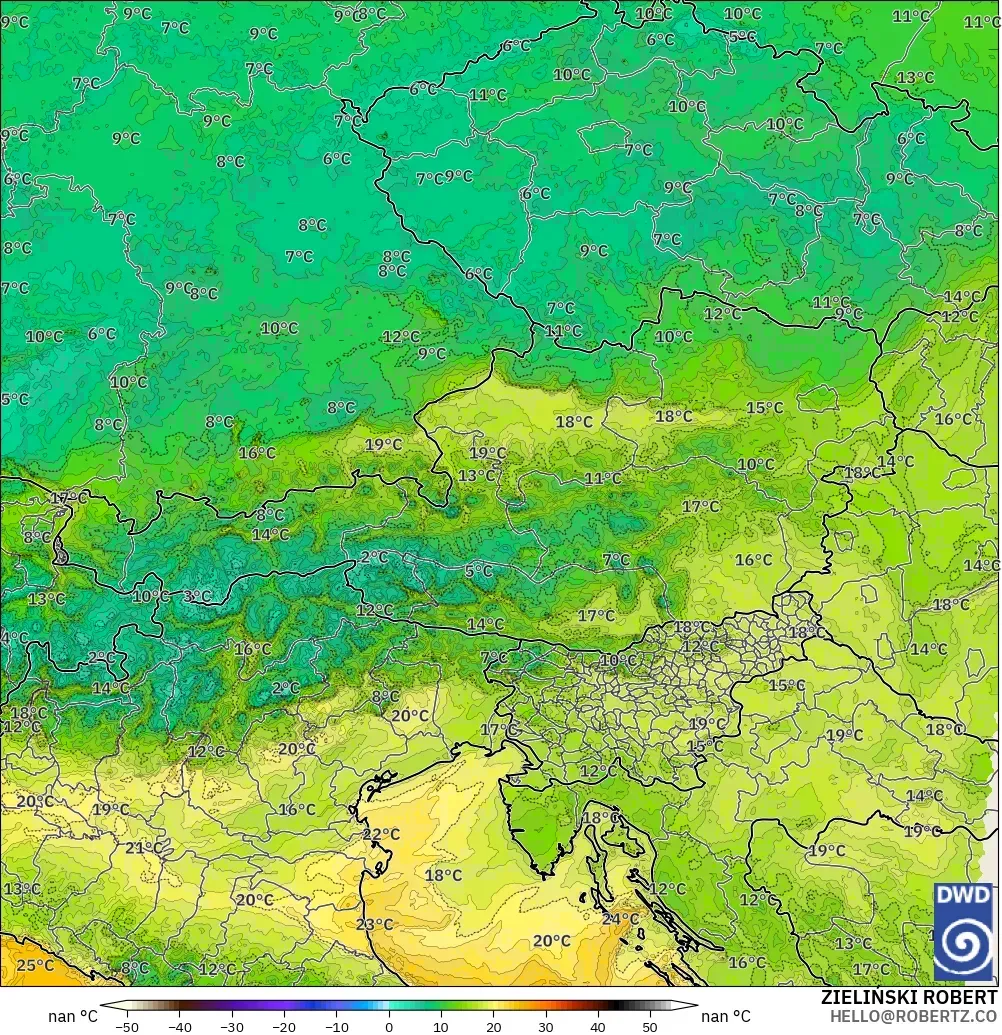 ICON Alemania 2 km modelo - Austria, Punto de rocío a 2 m