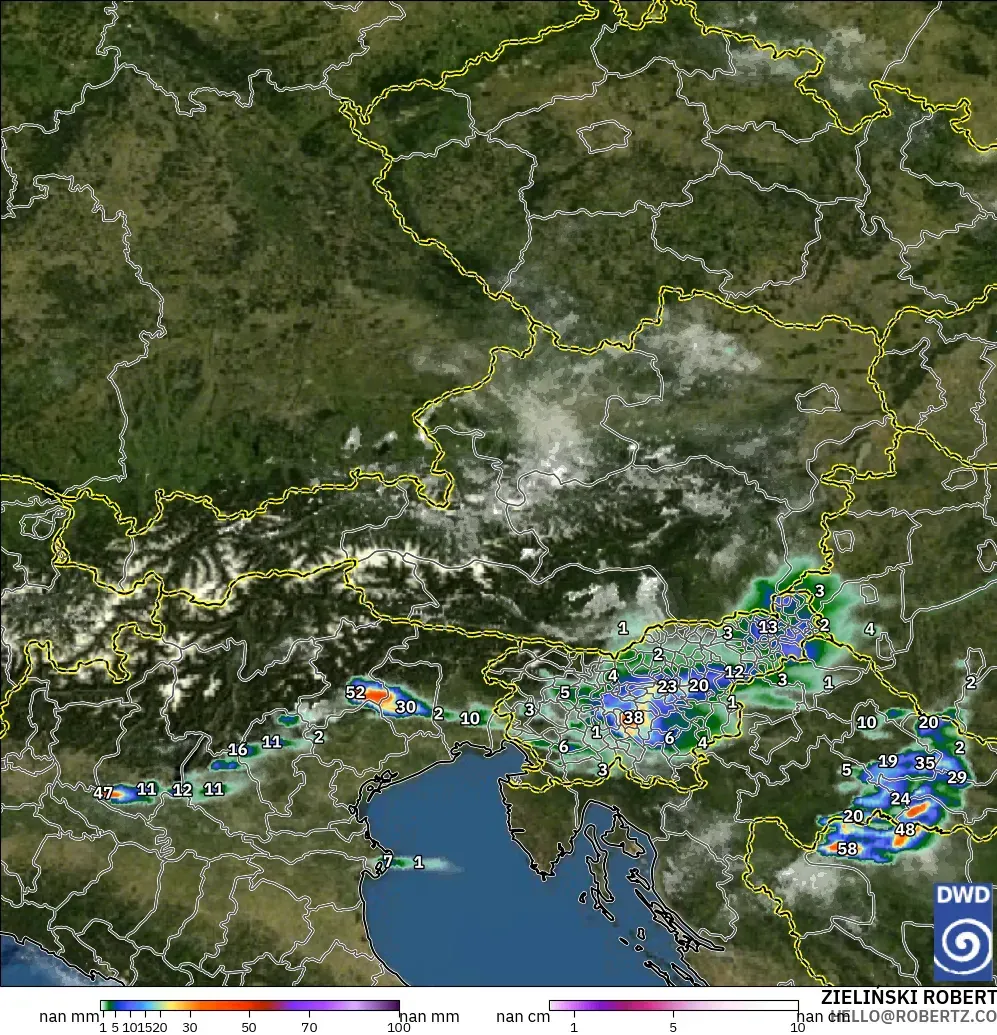 ICON Alemania 2 km modelo - Austria, Precipitación, nubes y presión