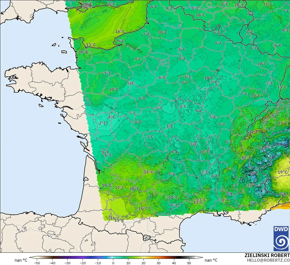 ICON Alemania 2 km modelo - Francia, Punto de rocío a 2 m