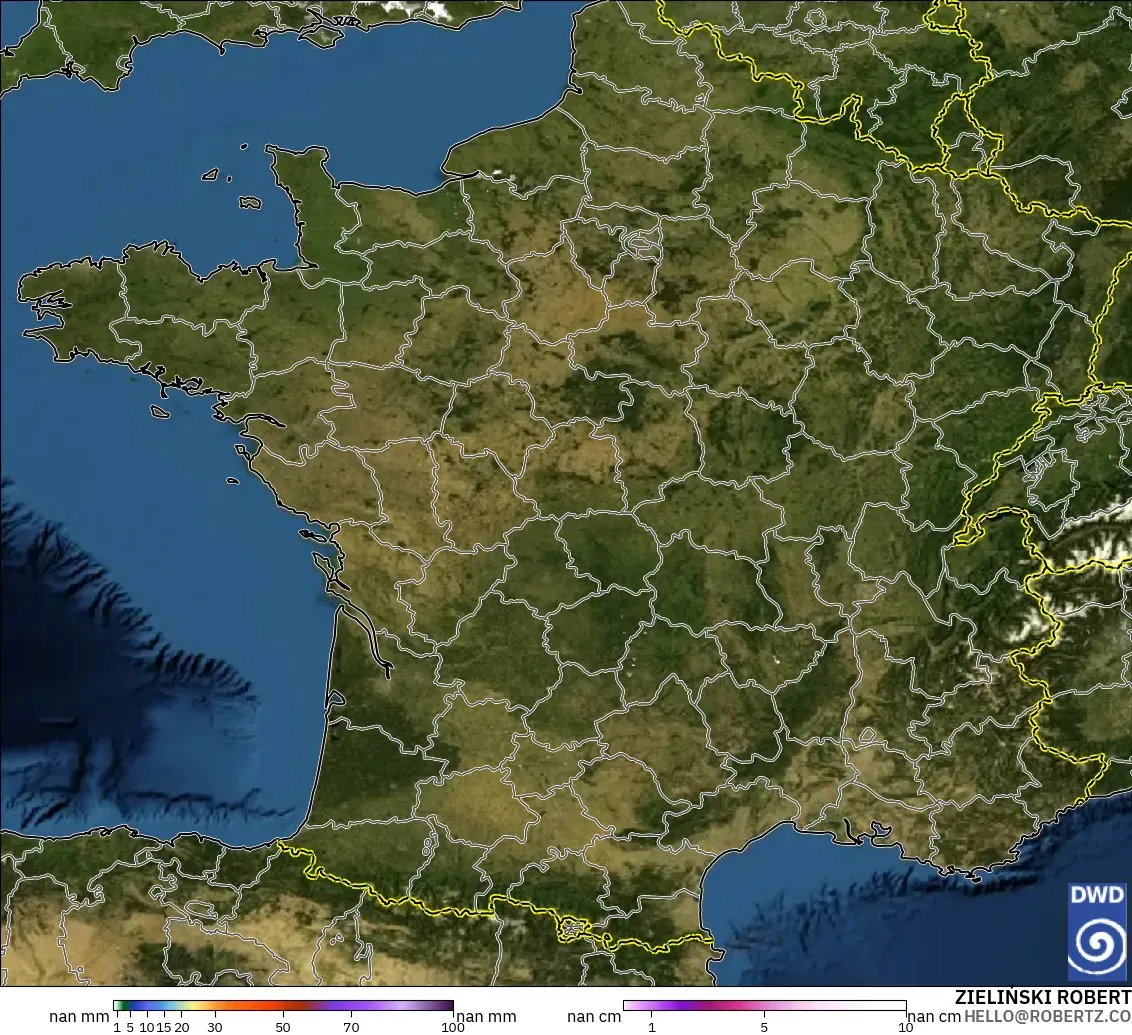 ICON Alemania 2 km modelo - Francia, Precipitación, nubes y presión