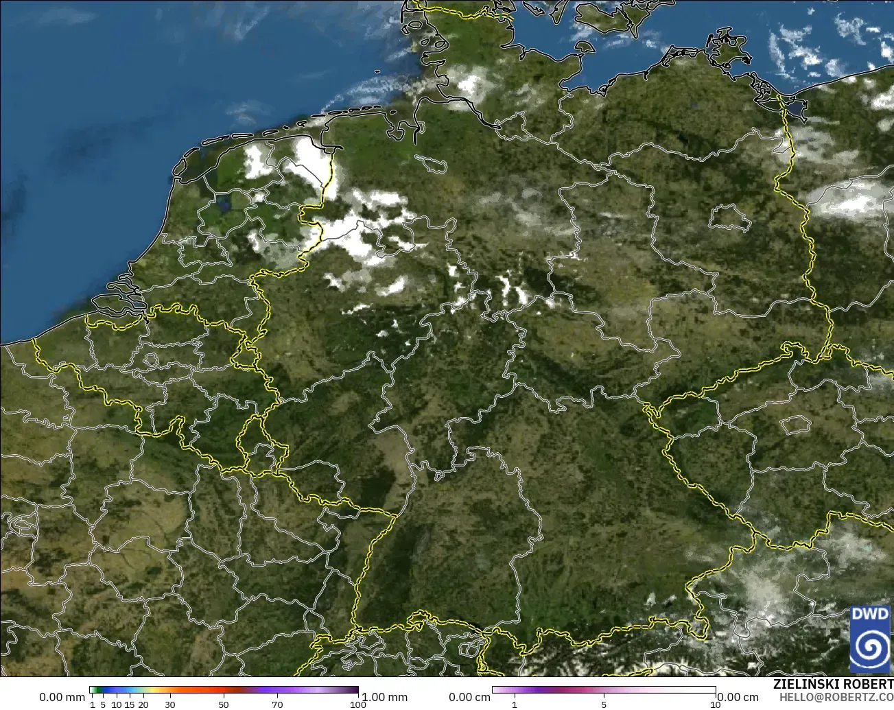 ICON Alemania 2 km modelo - Alemania, Precipitación, nubes y presión