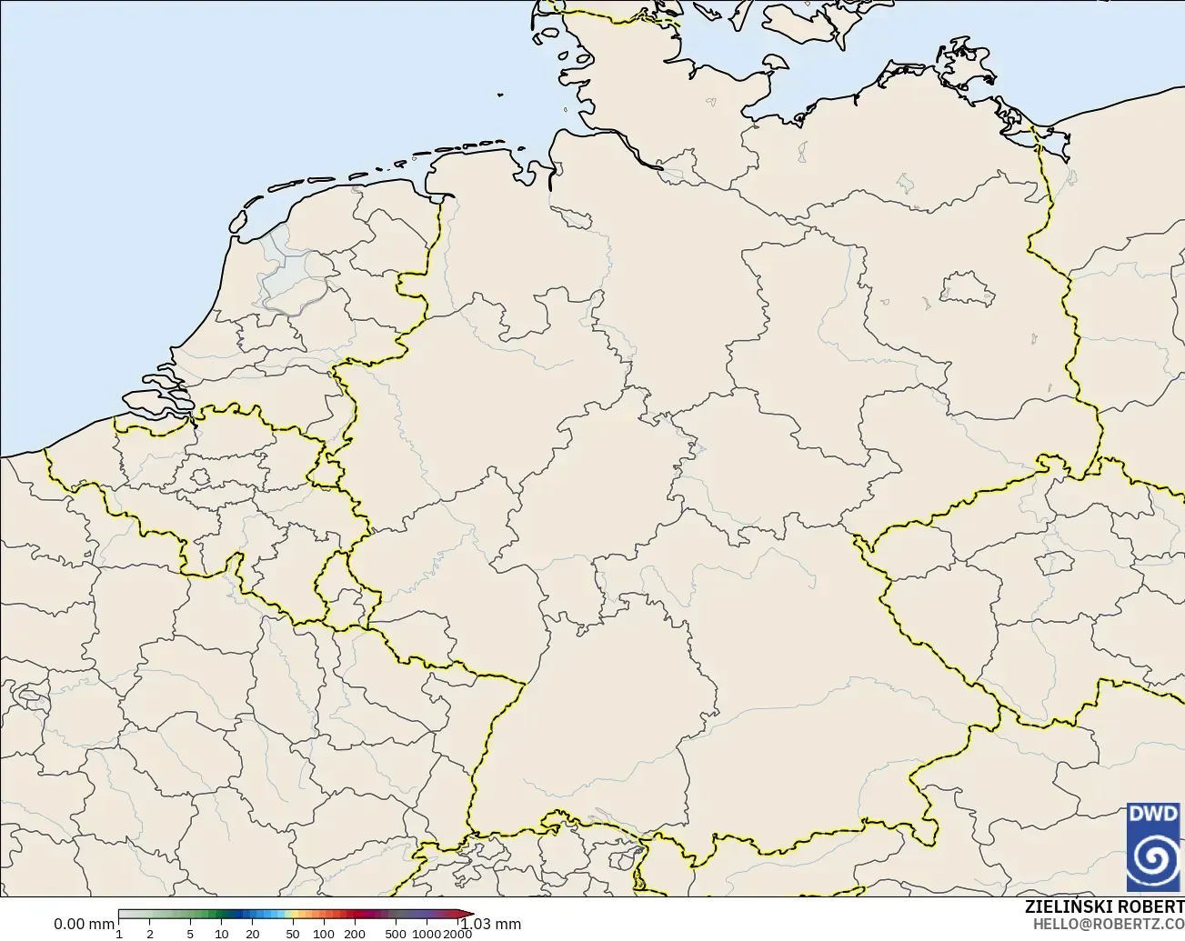 ICON Alemania 2 km modelo - Alemania, Acumulación de precipitación