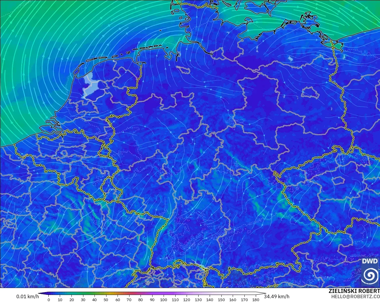 ICON Alemania 2 km modelo - Alemania, Viento a 10 m