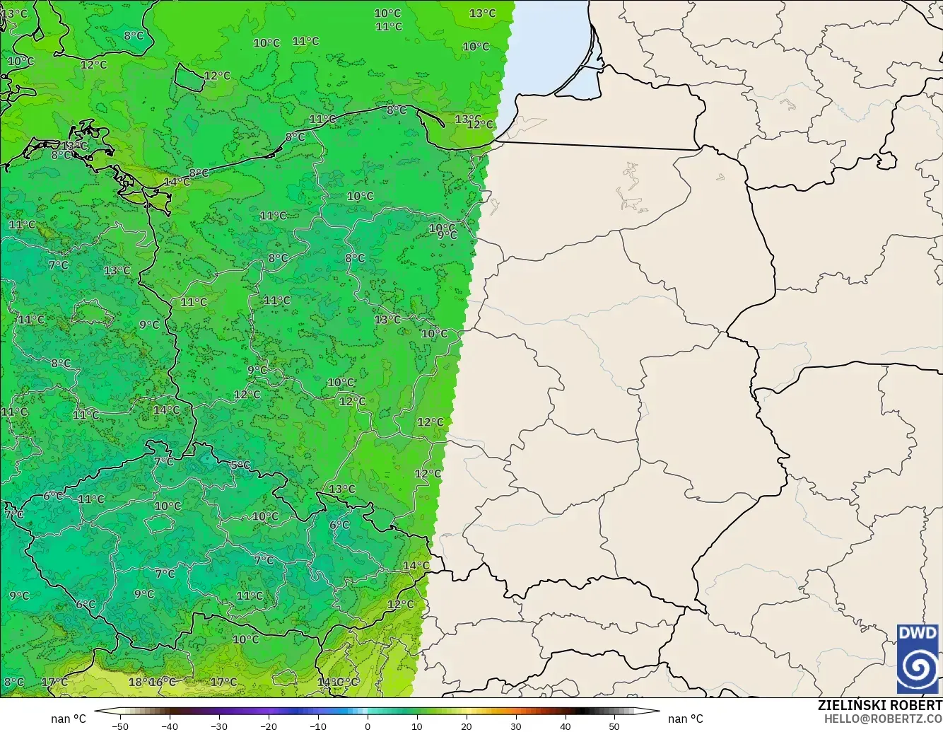 ICON Alemania 2 km modelo - Polonia, Punto de rocío a 2 m