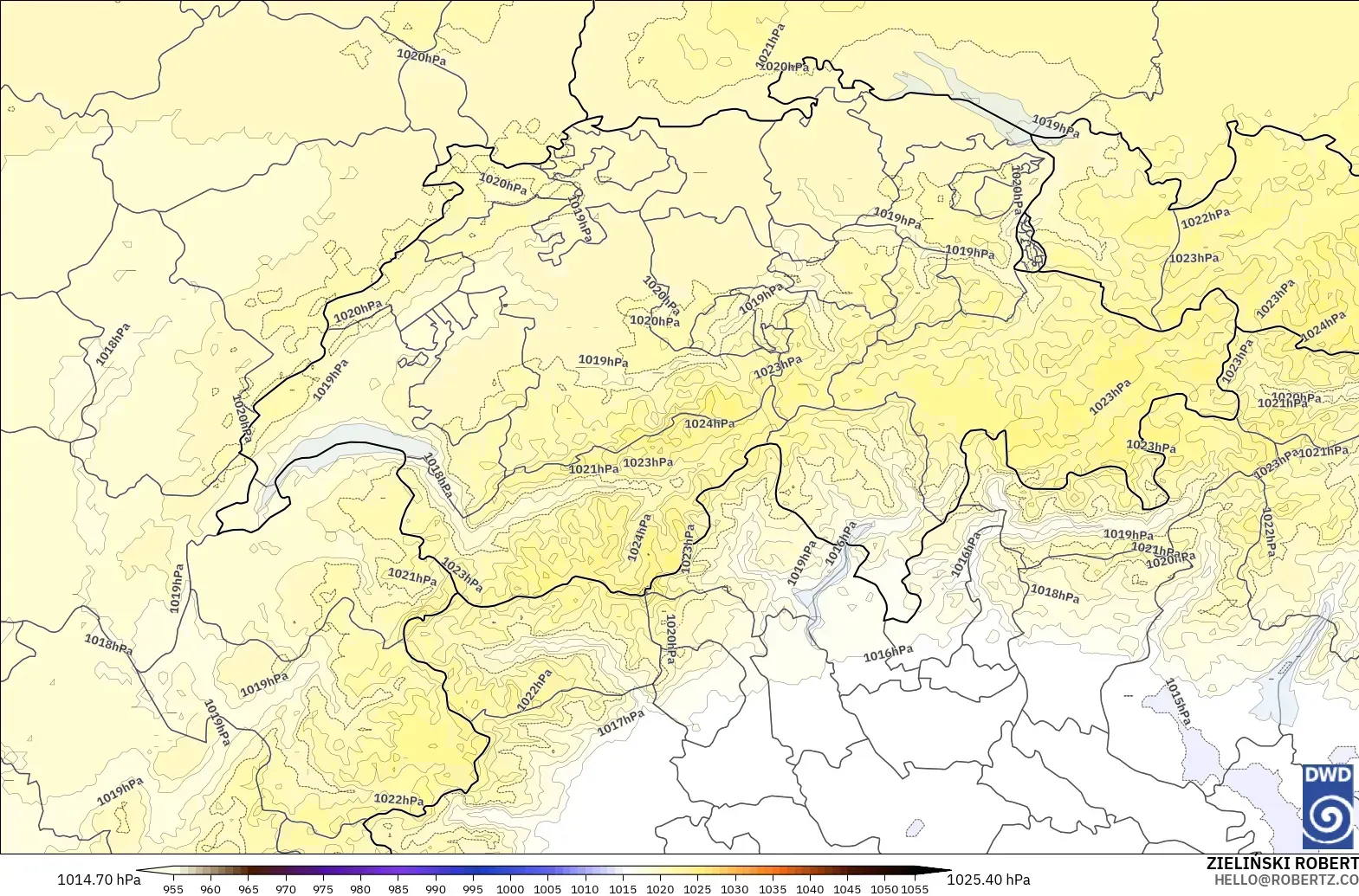 ICON Alemania 2 km modelo - Suiza, Presión