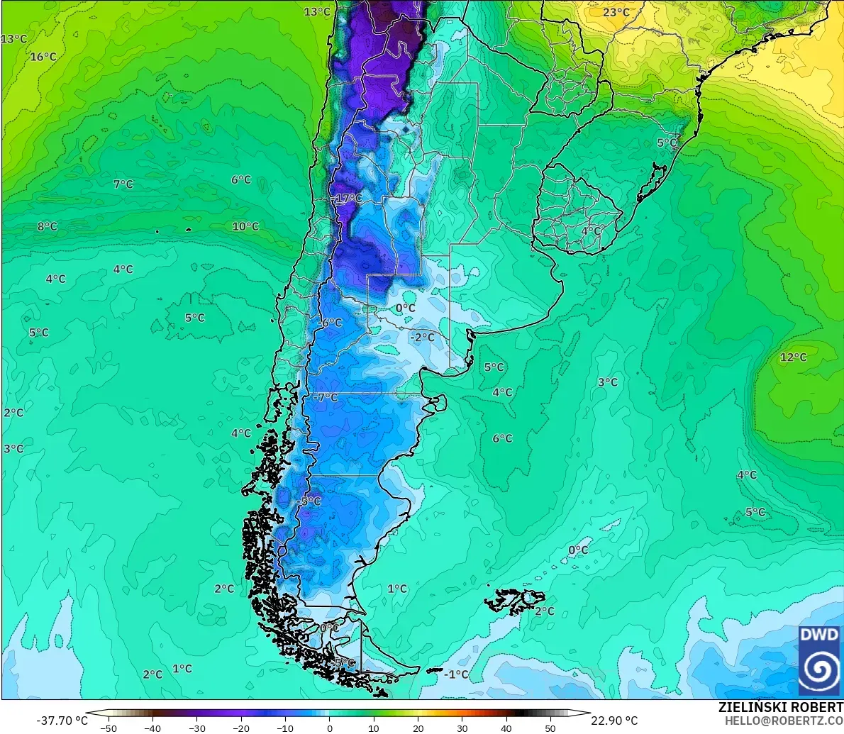 ICON modelo - Argentina, Punto de rocío a 2 m