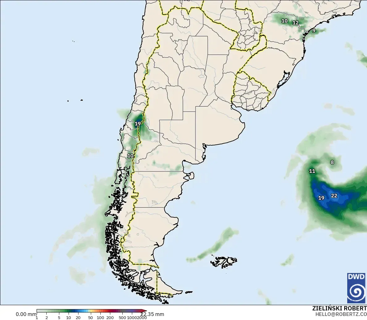 ICON modelo - Argentina, Acumulación de precipitación