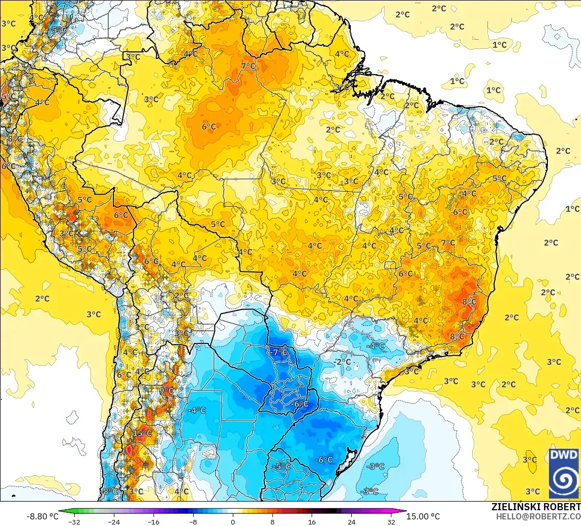 ICON modelo - Brasil, Anomalía de temperatura a 2 m