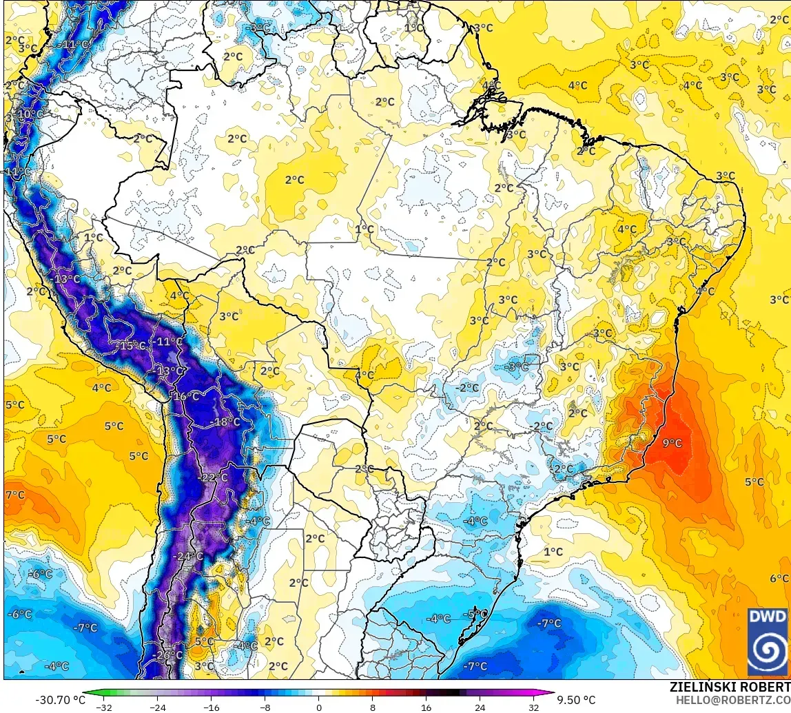 ICON modelo - Brasil, Anomalía de temperatura a 850 hPa