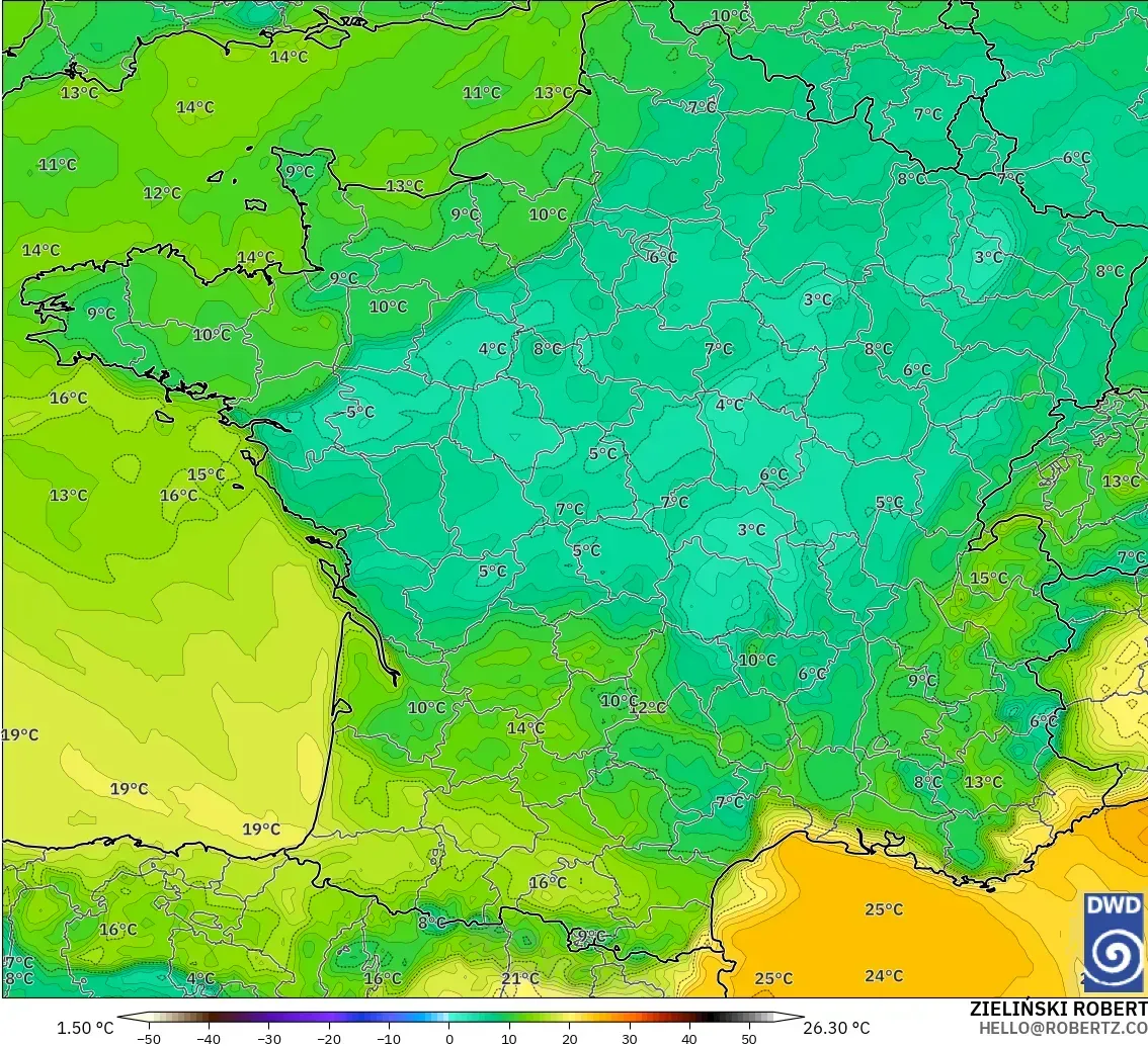 ICON modelo - Francia, Punto de rocío a 2 m