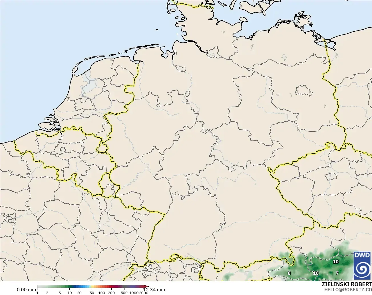 ICON modelo - Alemania, Acumulación de precipitación