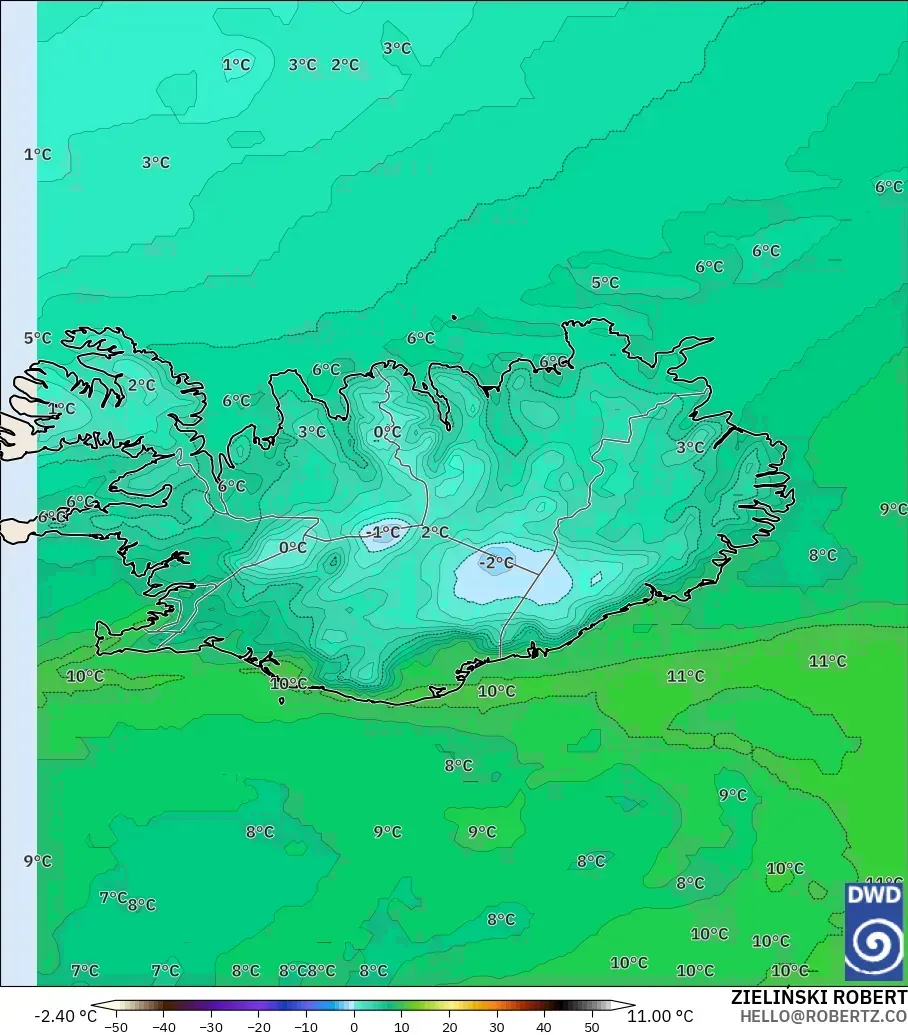 ICON modelo - Islandia, Punto de rocío a 2 m