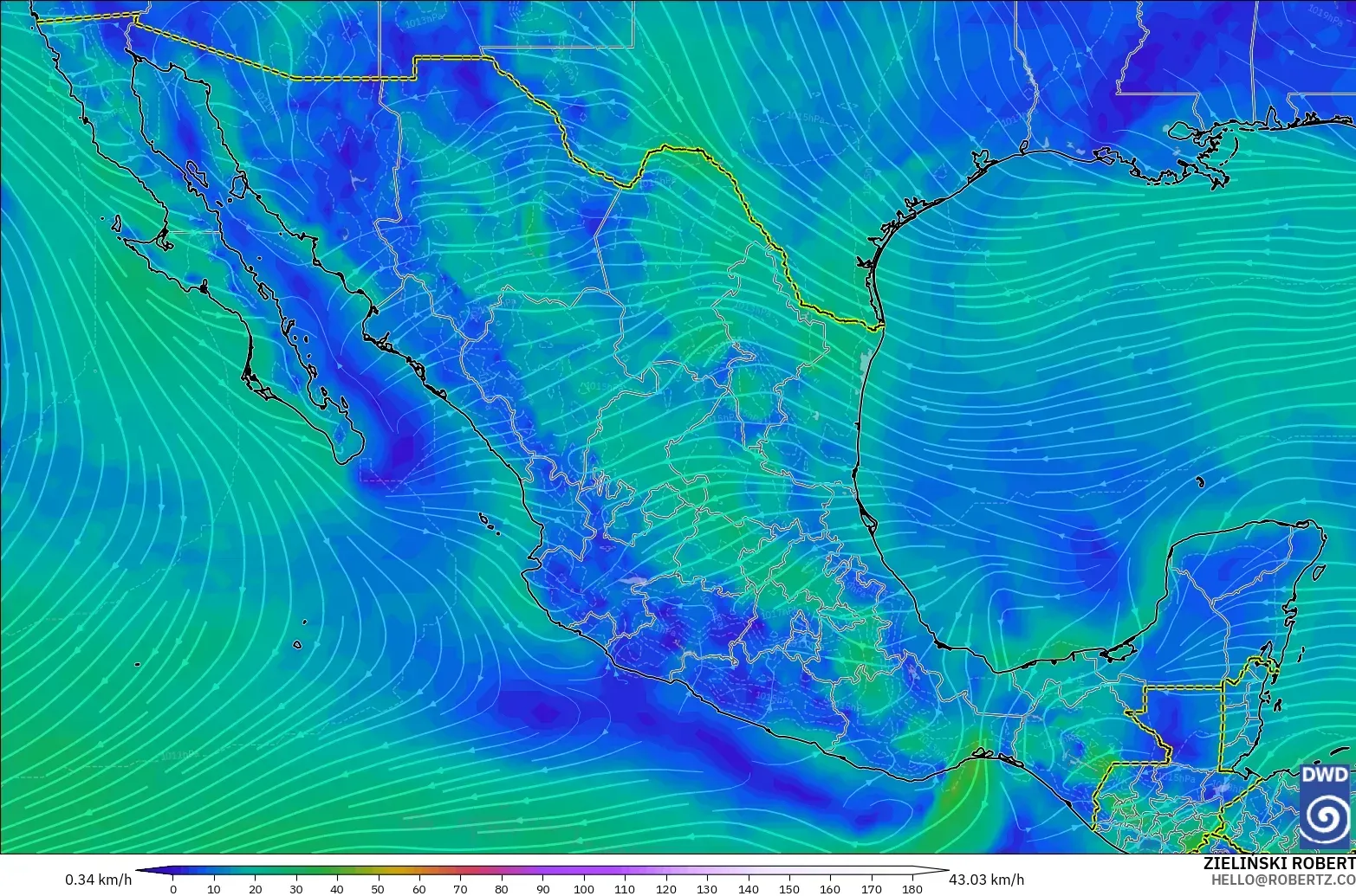 ICON modelo - México, Viento a 10 m