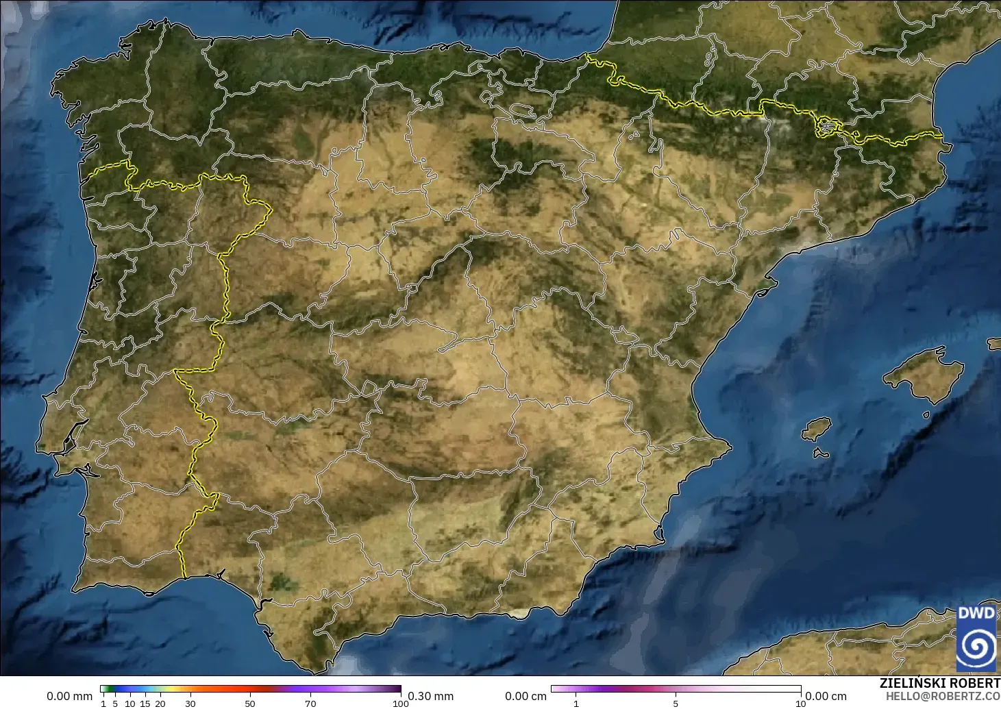 ICON modelo - España, Precipitación, nubes y presión