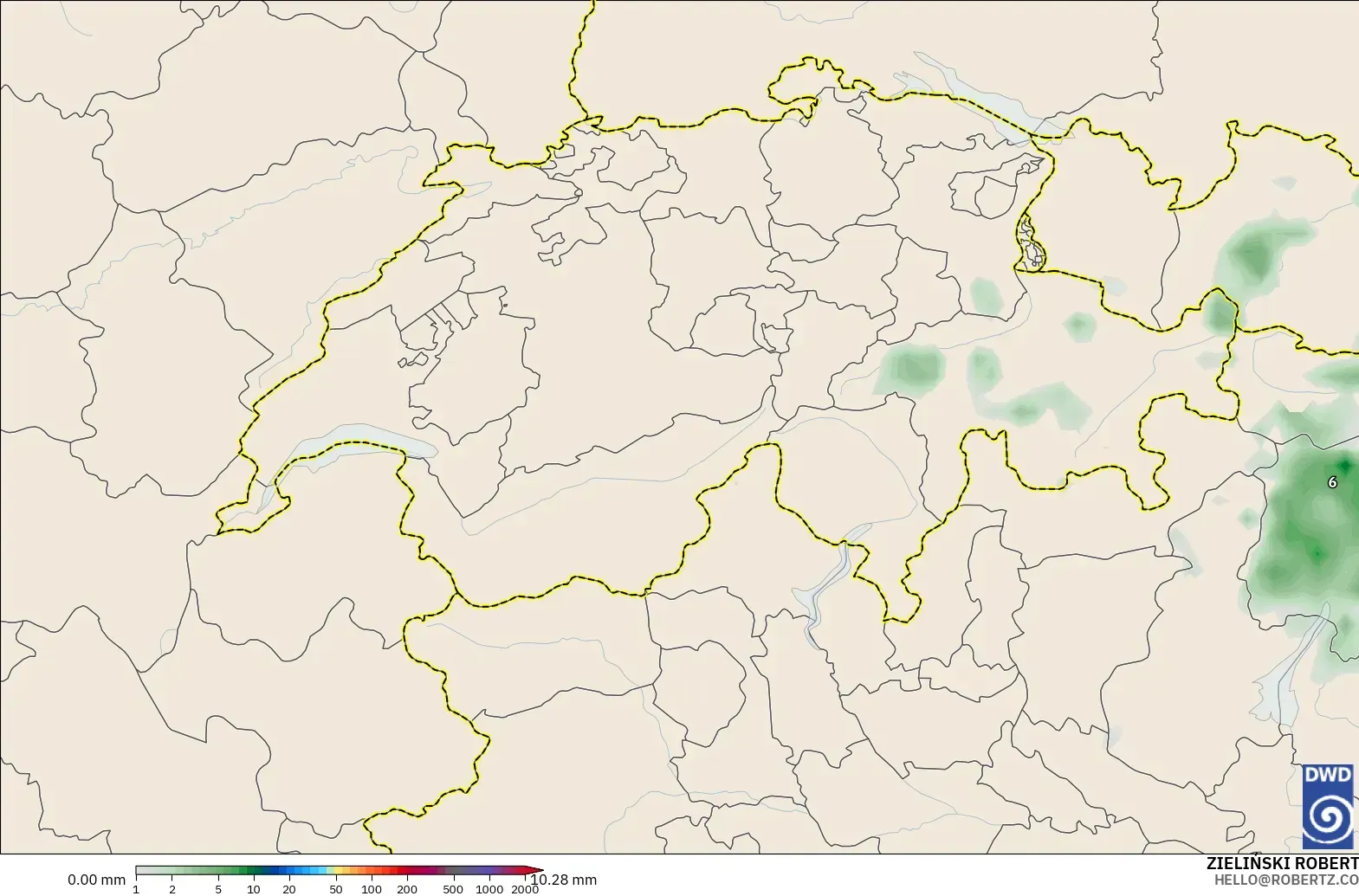 ICON modelo - Suiza, Acumulación de precipitación