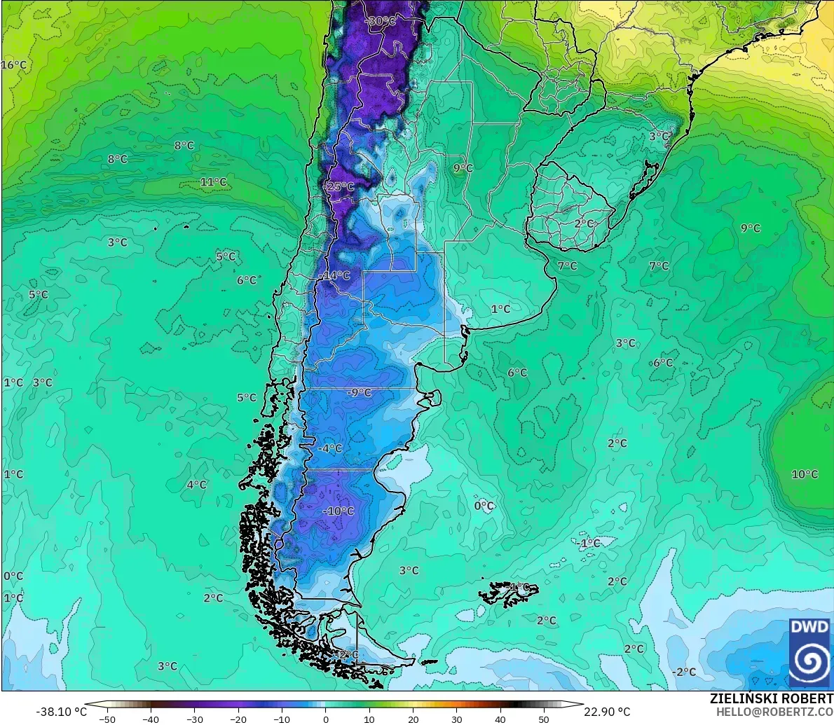 ICON modelo - Argentina, Punto de rocío a 2 m