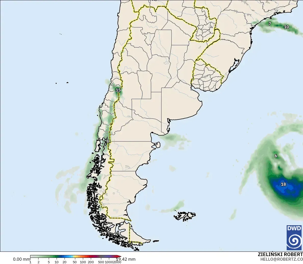 ICON modelo - Argentina, Acumulación de precipitación