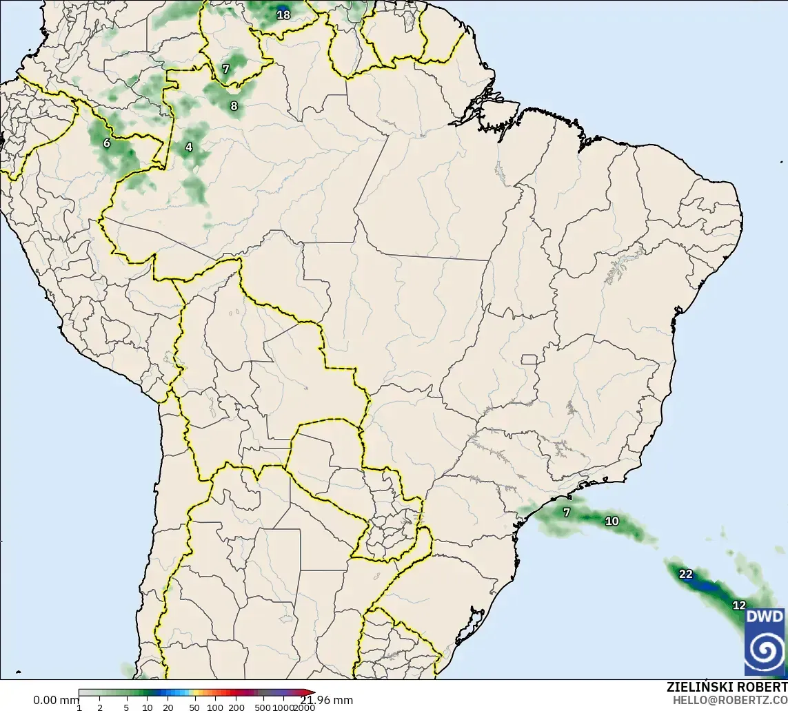 ICON modelo - Brasil, Acumulación de precipitación