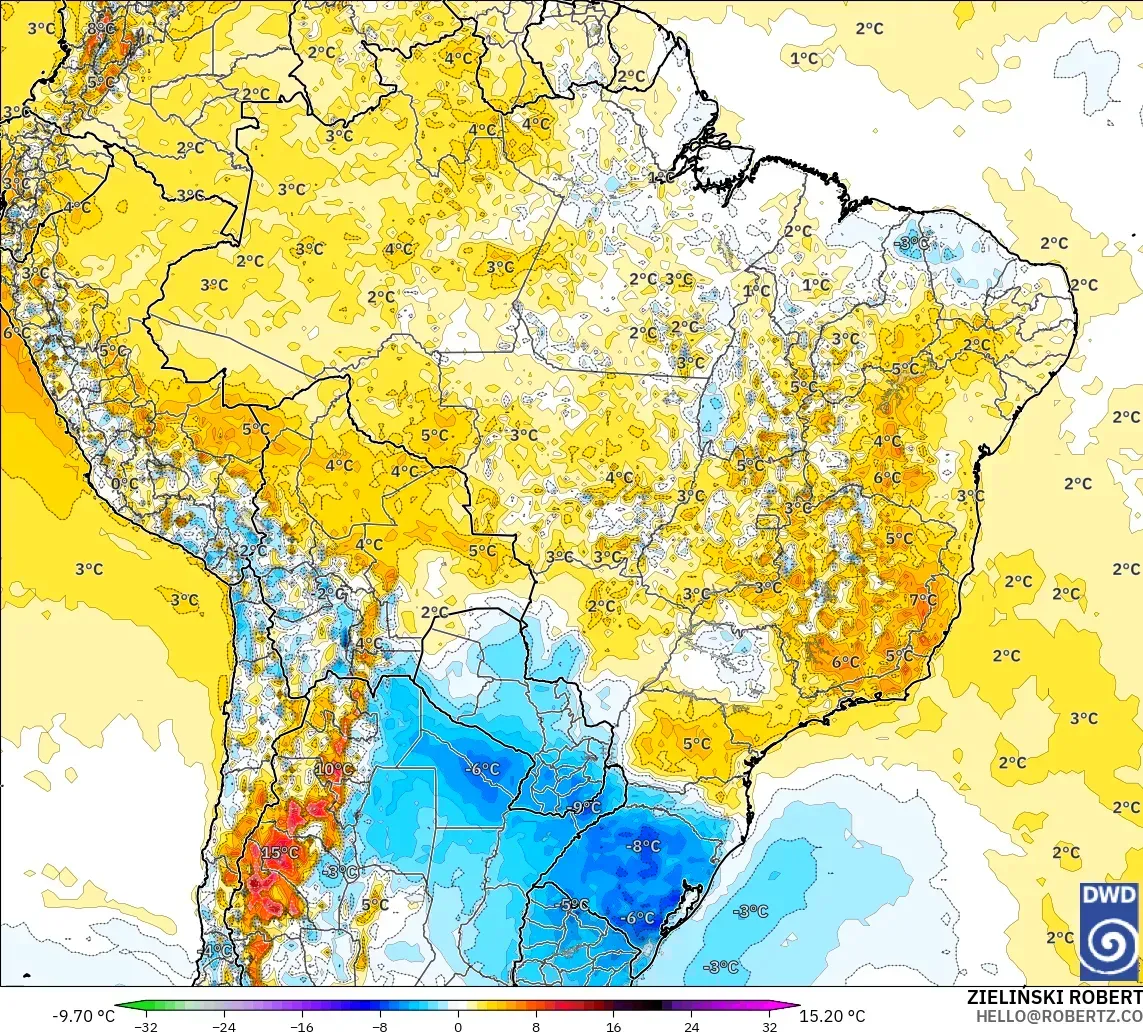 ICON modelo - Brasil, Anomalía de temperatura a 2 m
