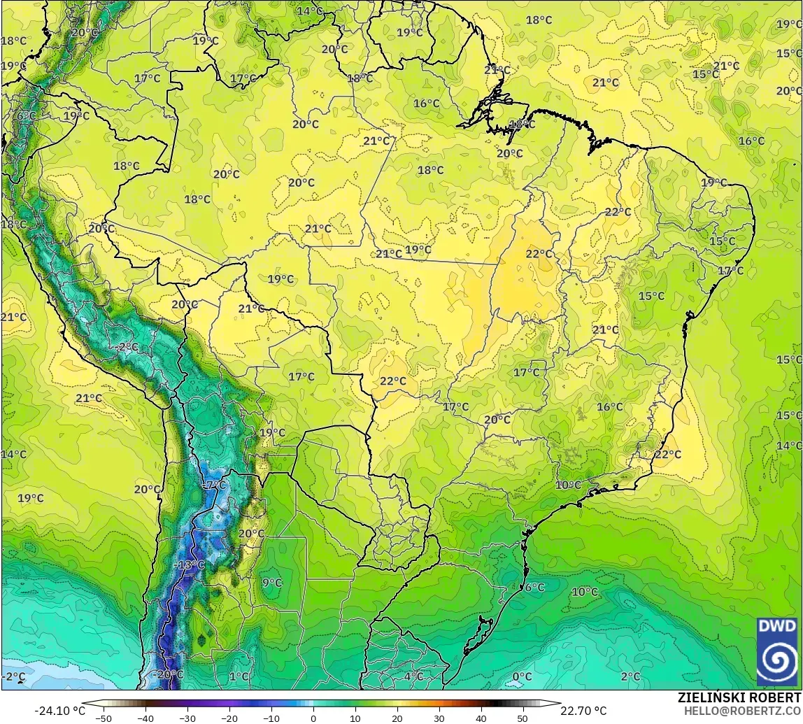 ICON modelo - Brasil, Temperatura a 850 hPa