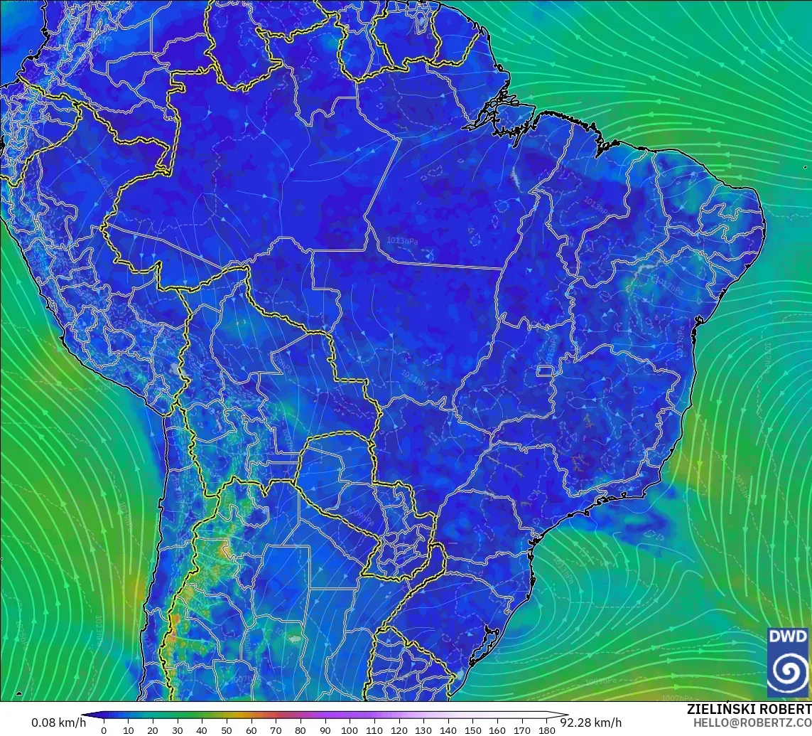 ICON modelo - Brasil, Viento a 10 m