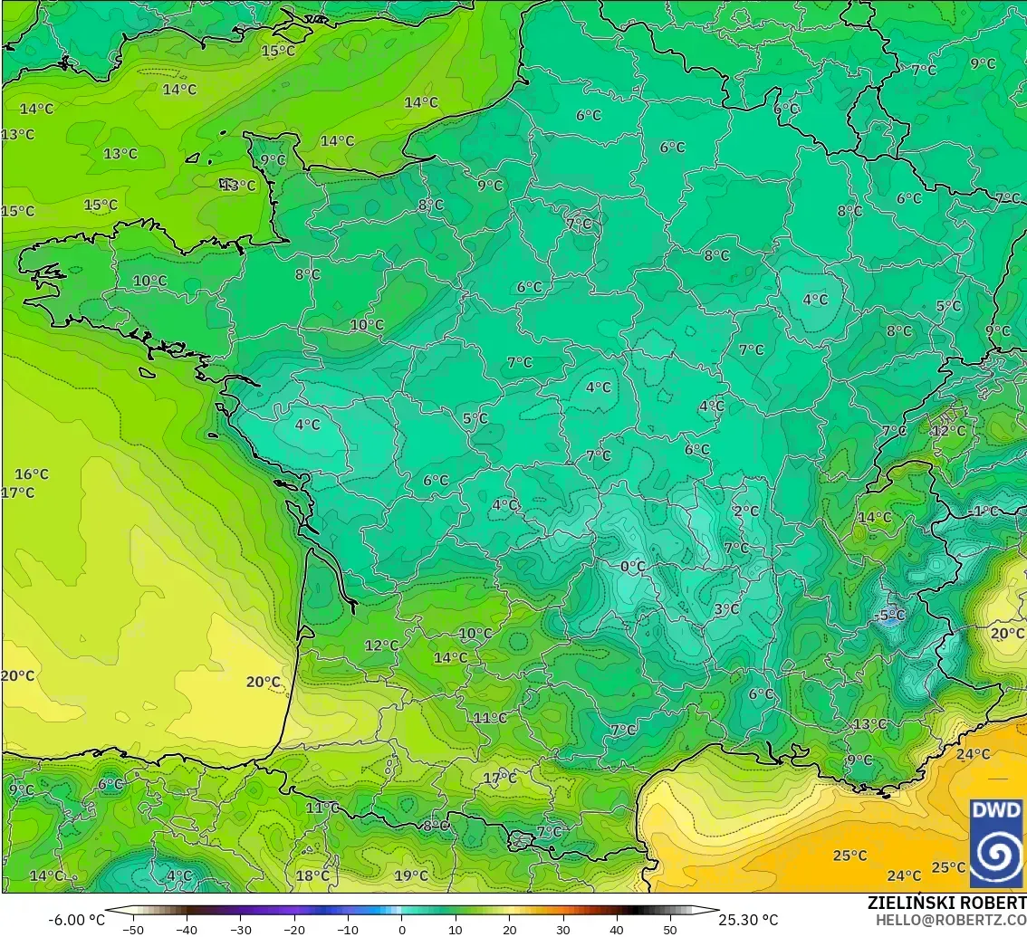 ICON modelo - Francia, Punto de rocío a 2 m