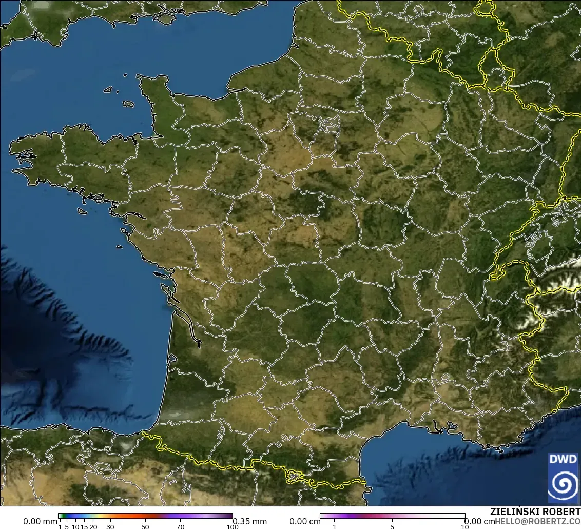 ICON modelo - Francia, Precipitación, nubes y presión