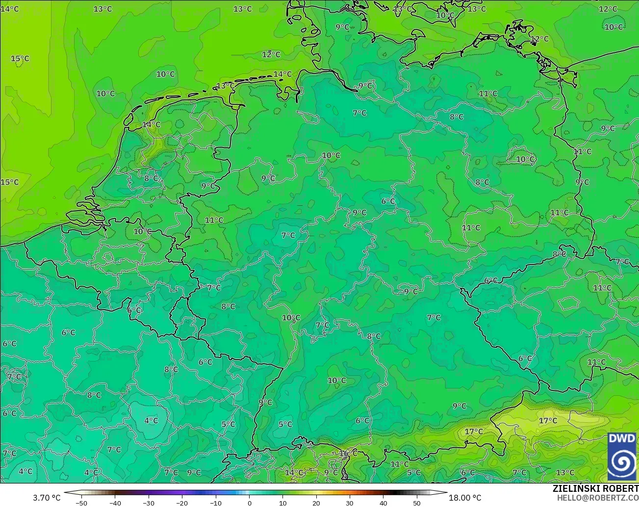 ICON modelo - Alemania, Punto de rocío a 2 m
