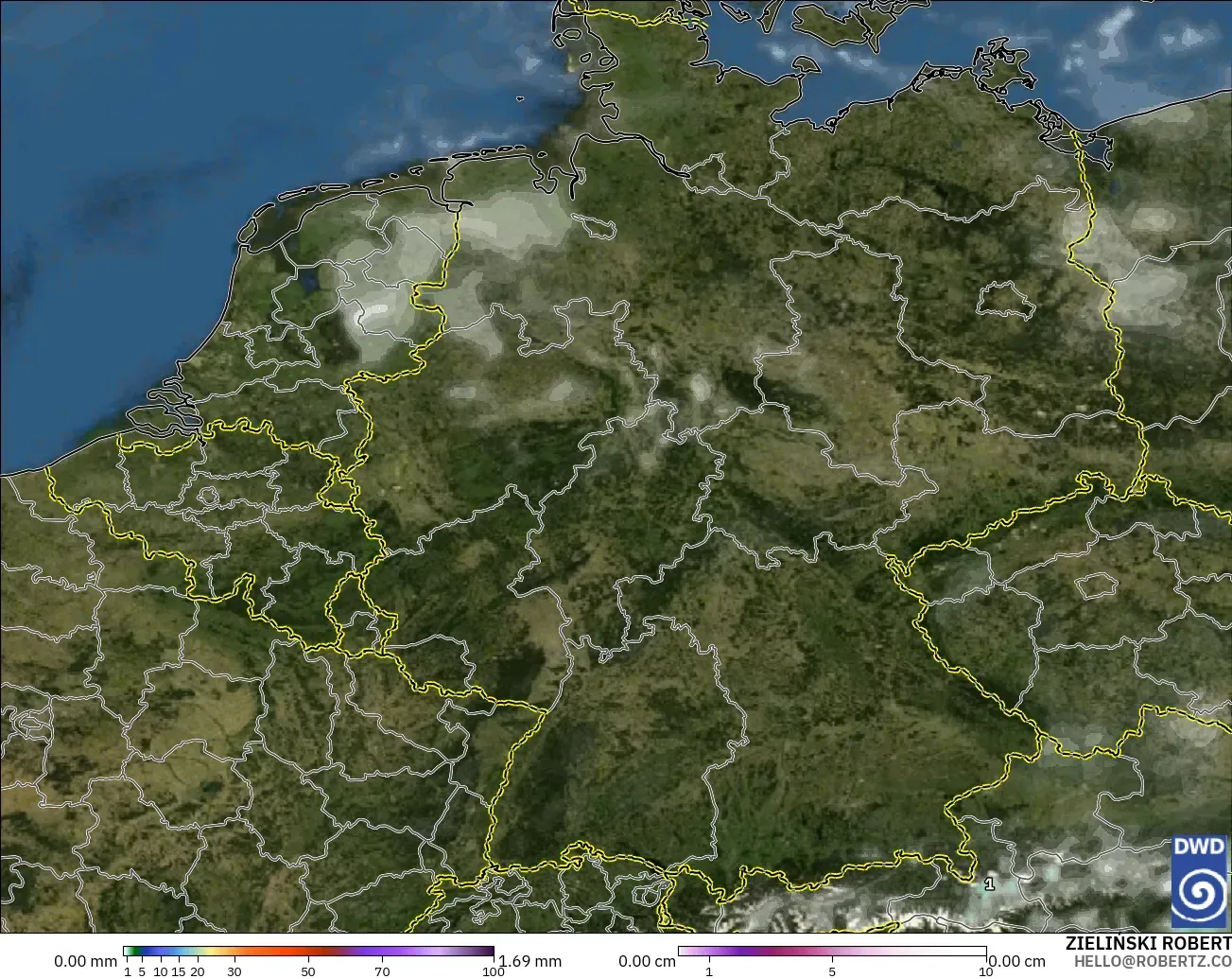 ICON modelo - Alemania, Precipitación, nubes y presión