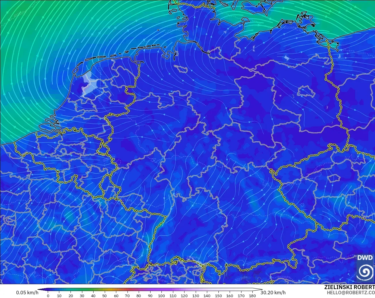 ICON modelo - Alemania, Viento a 10 m