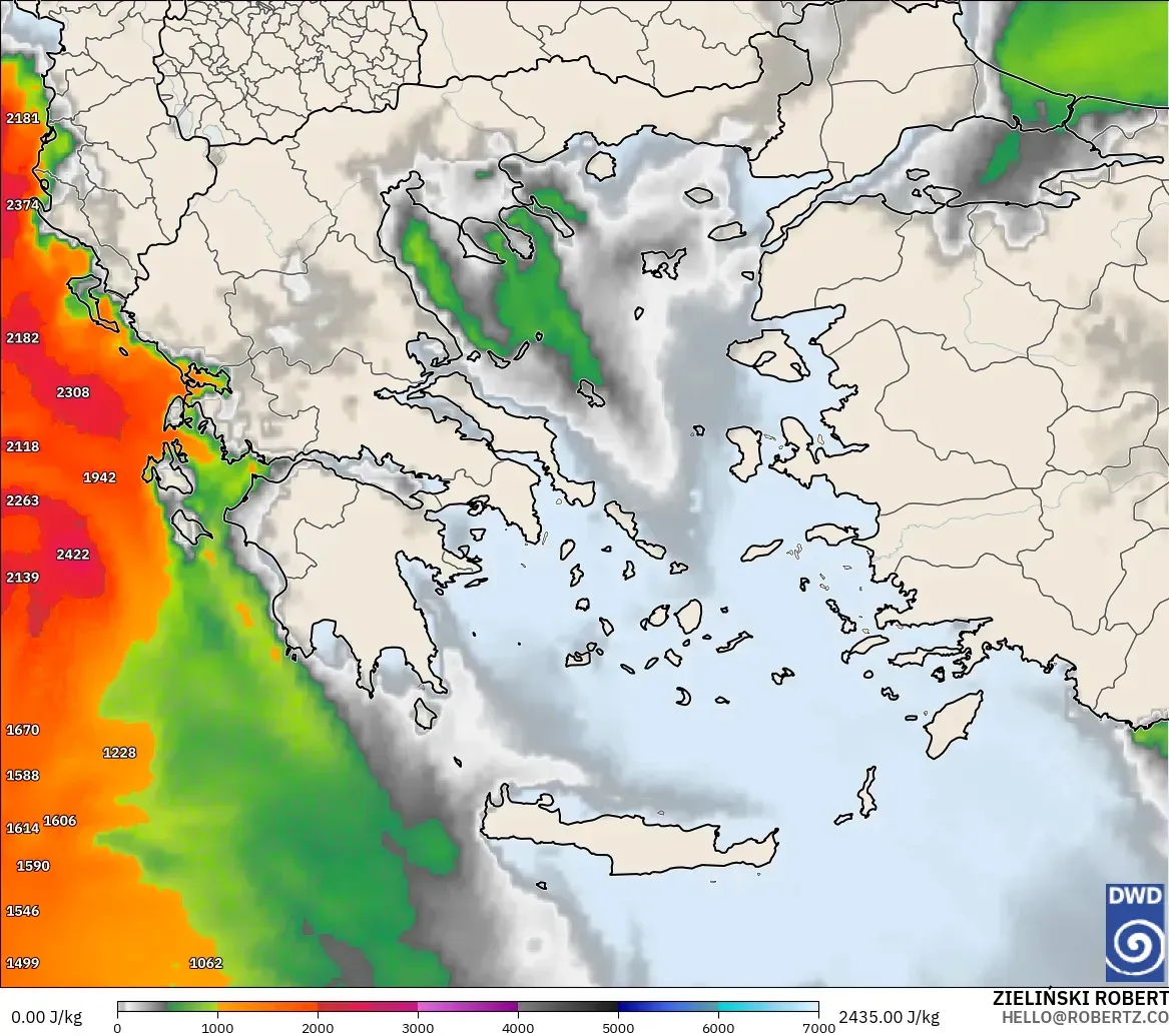 ICON modelo - Grecia, CAPE