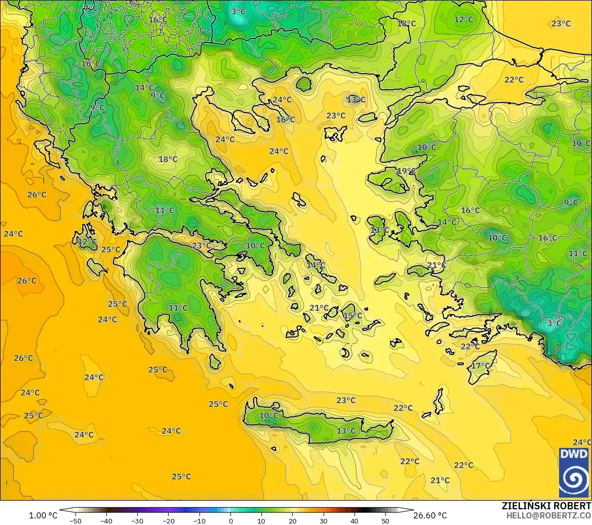 ICON modelo - Grecia, Punto de rocío a 2 m