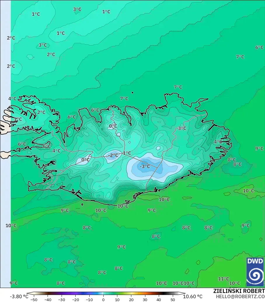 ICON modelo - Islandia, Punto de rocío a 2 m