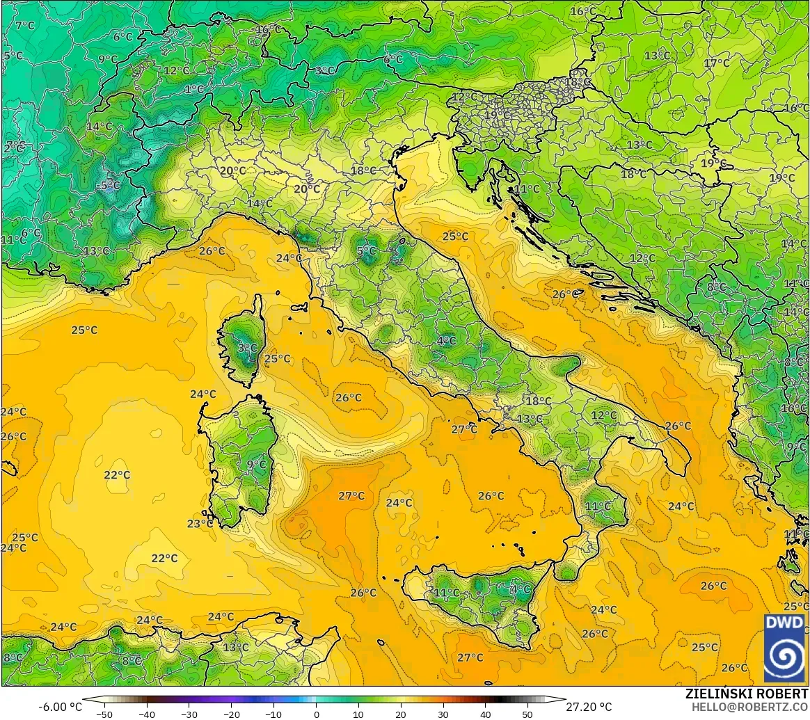 ICON modelo - Italia, Punto de rocío a 2 m
