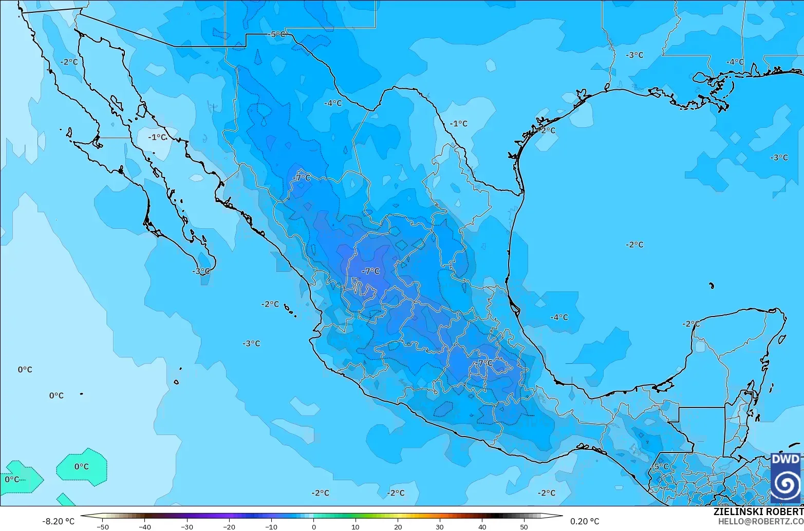 ICON modelo - México, Temperatura a 500 hPa