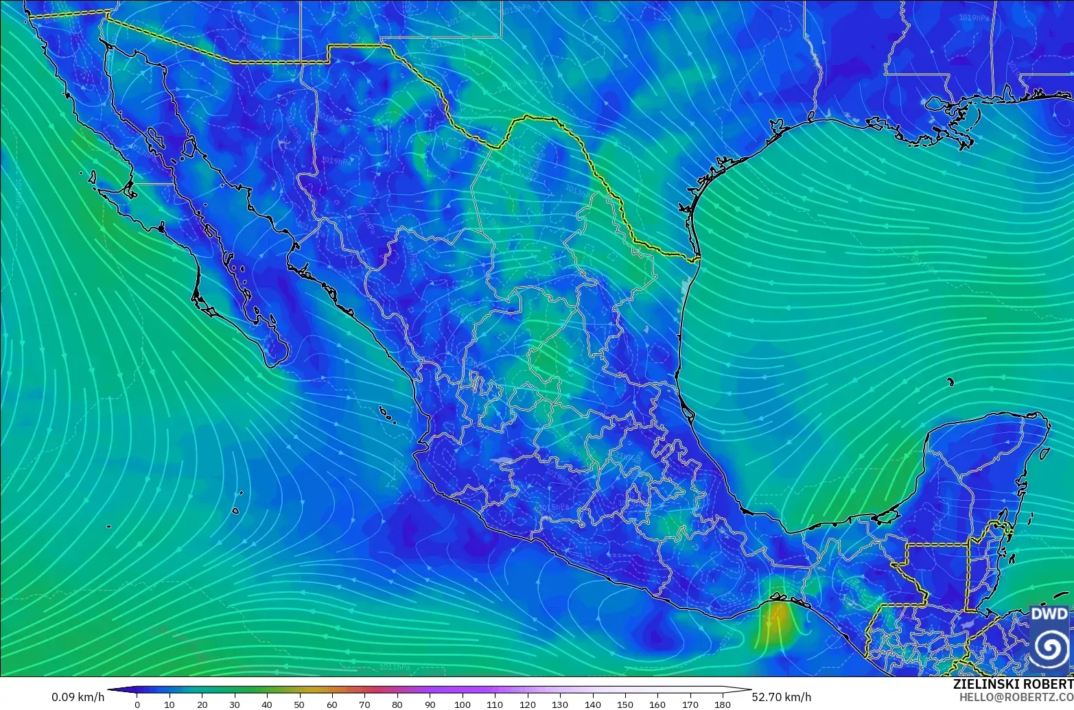 ICON modelo - México, Viento a 10 m