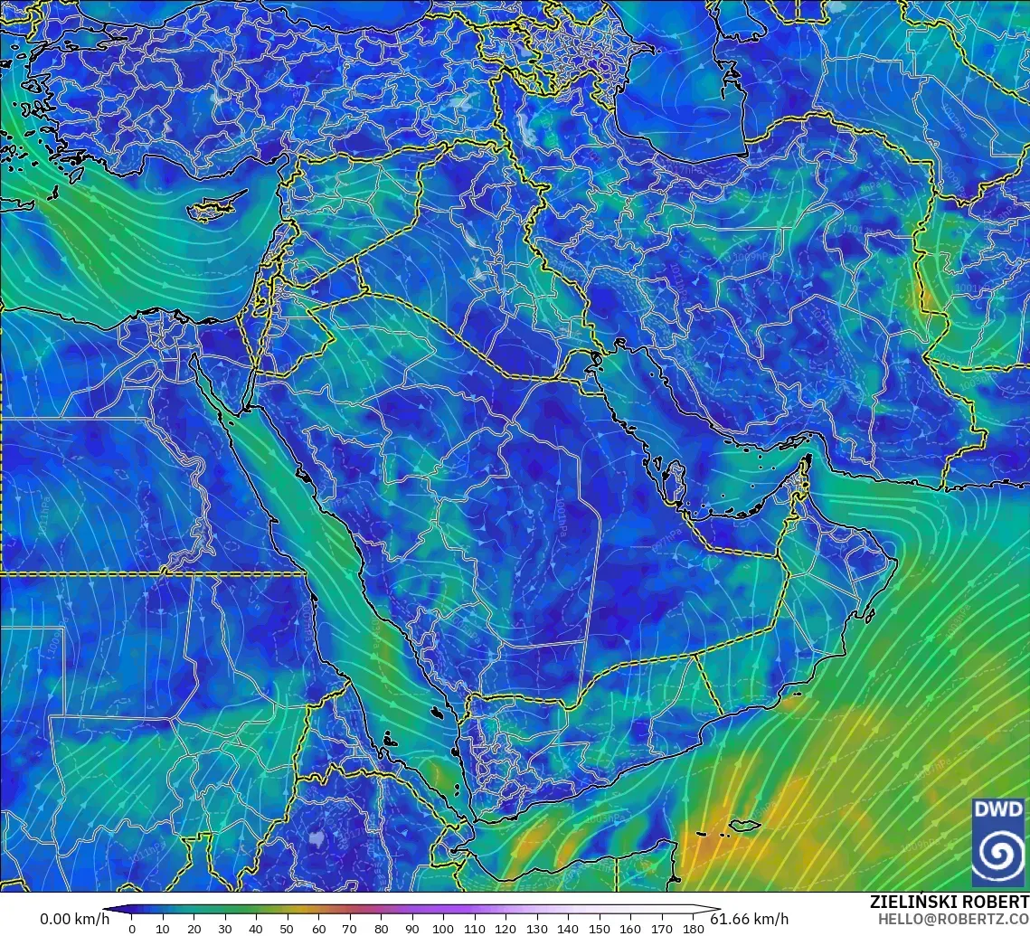 ICON modelo - Oriente Medio, Viento a 10 m