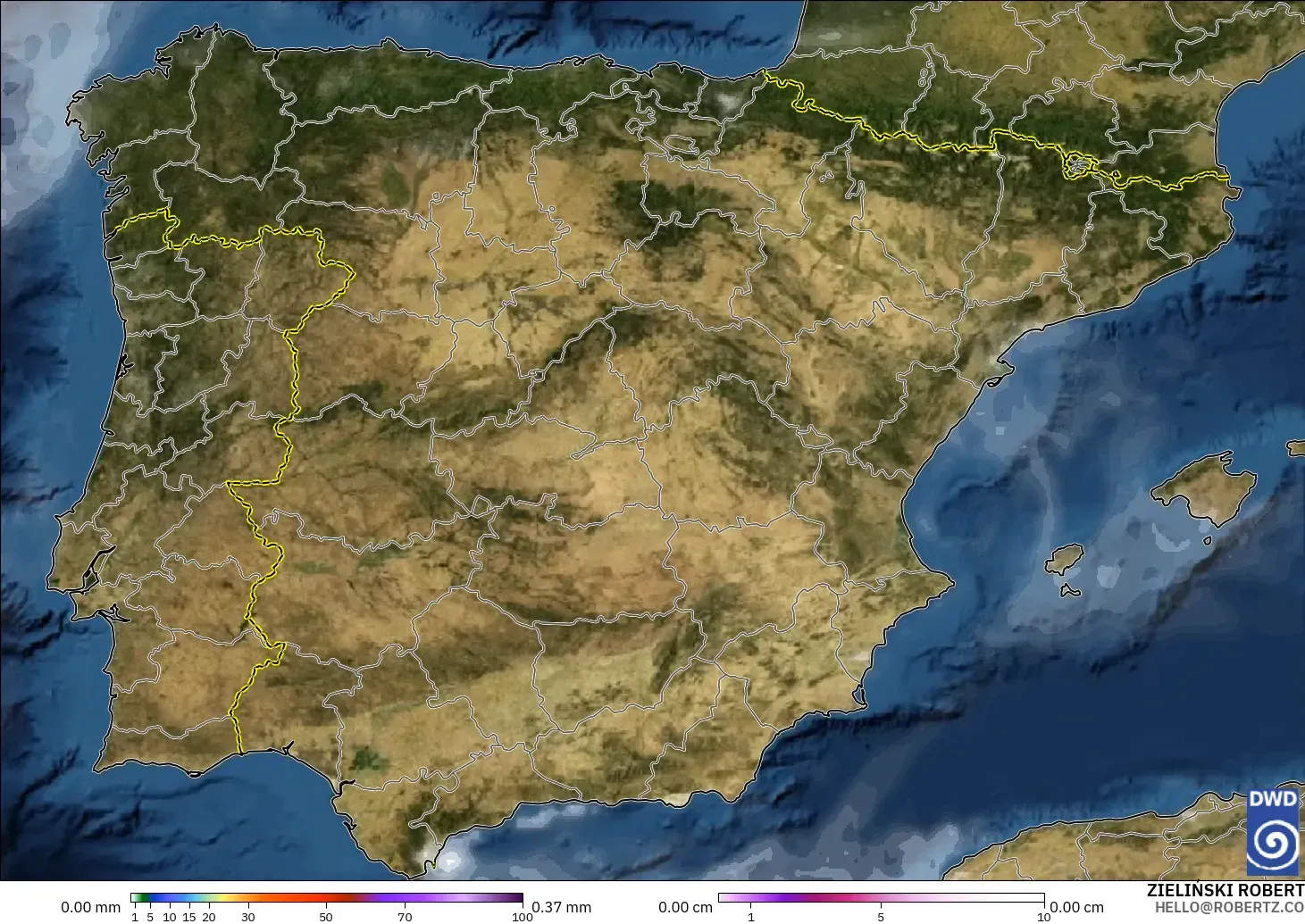 ICON modelo - España, Precipitación, nubes y presión