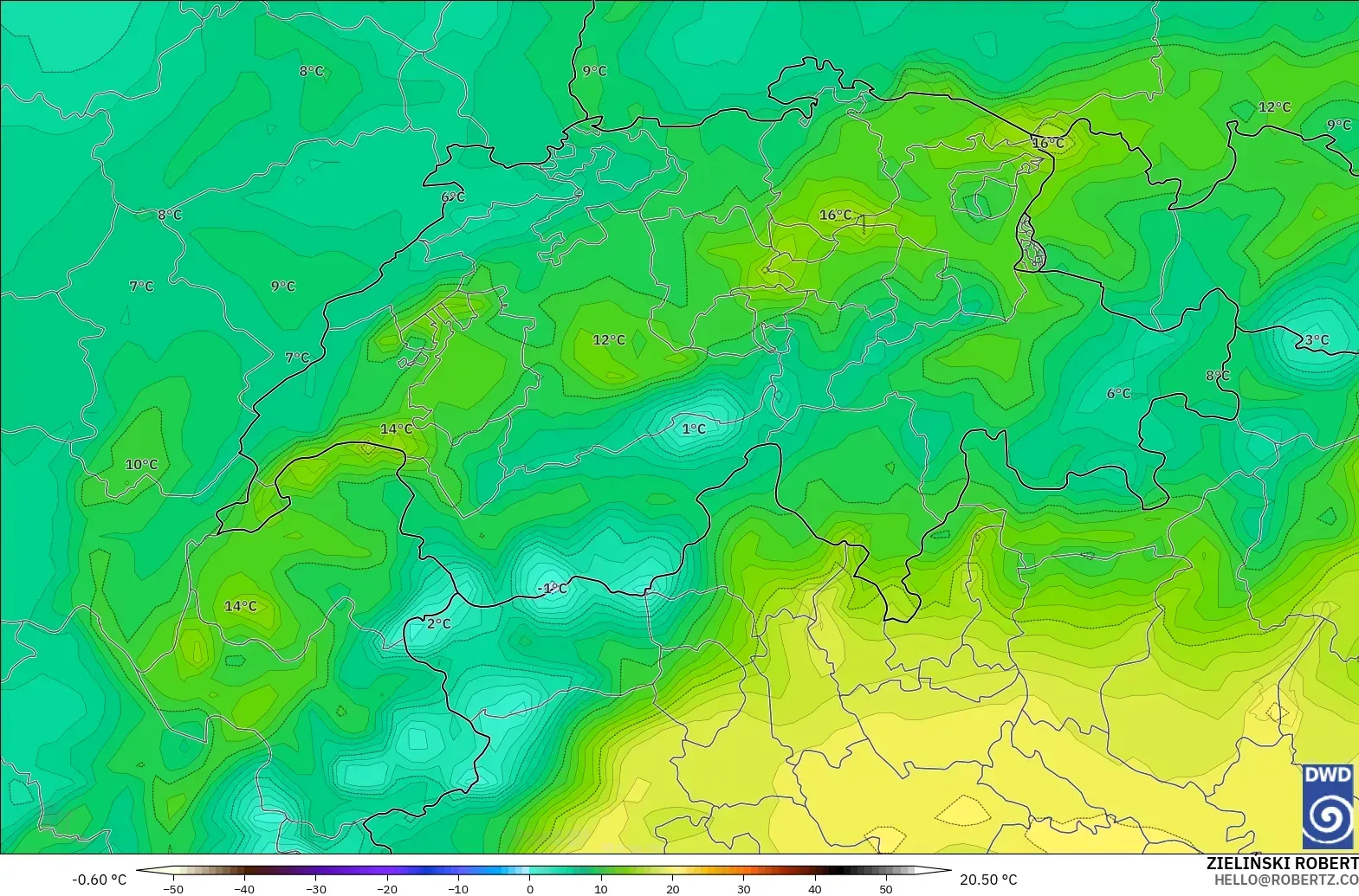 ICON modelo - Suiza, Punto de rocío a 2 m