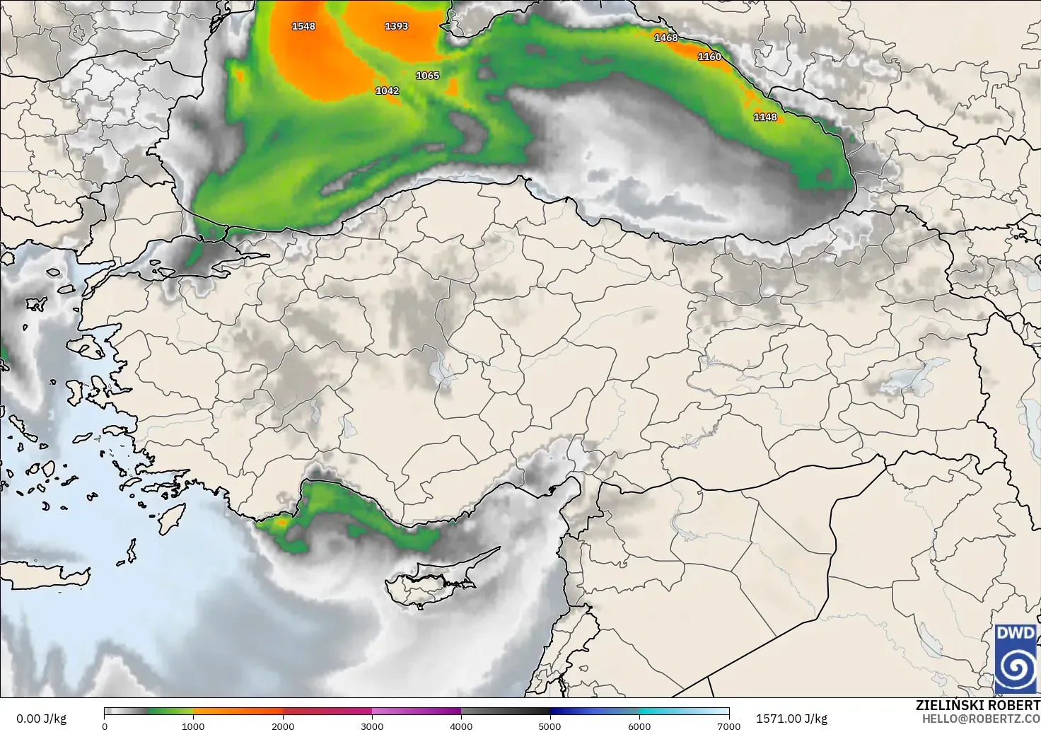 ICON modelo - Turquía, CAPE
