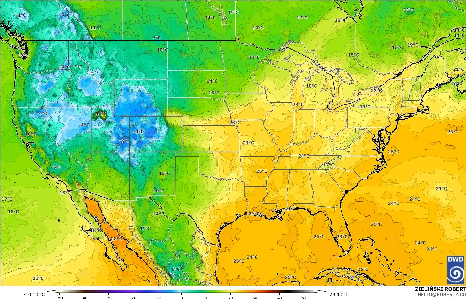 ICON modelo - Estados Unidos, Punto de rocío a 2 m